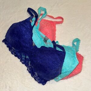 Aerie Padded Lace Bralette Trio